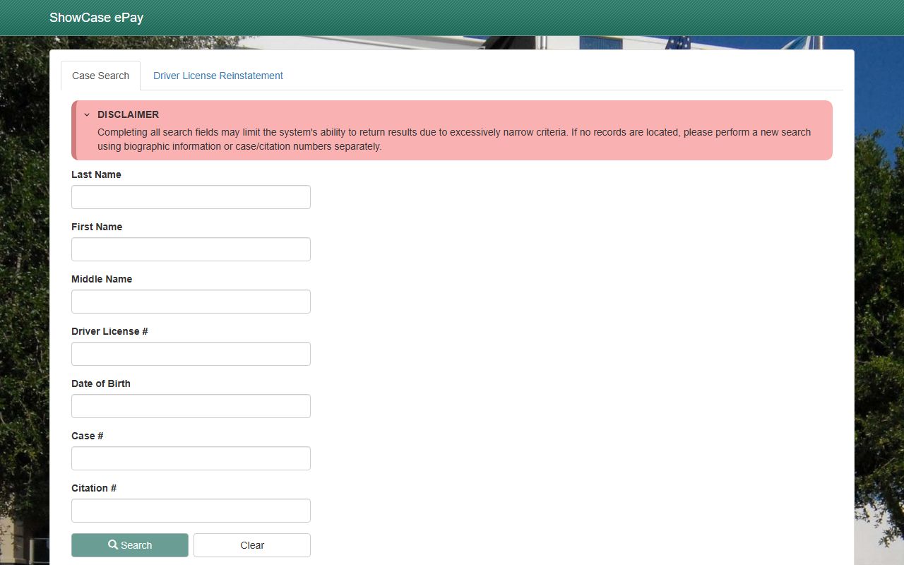Collier County Clerk ShowCase ePay portal for court fee and fine payments
