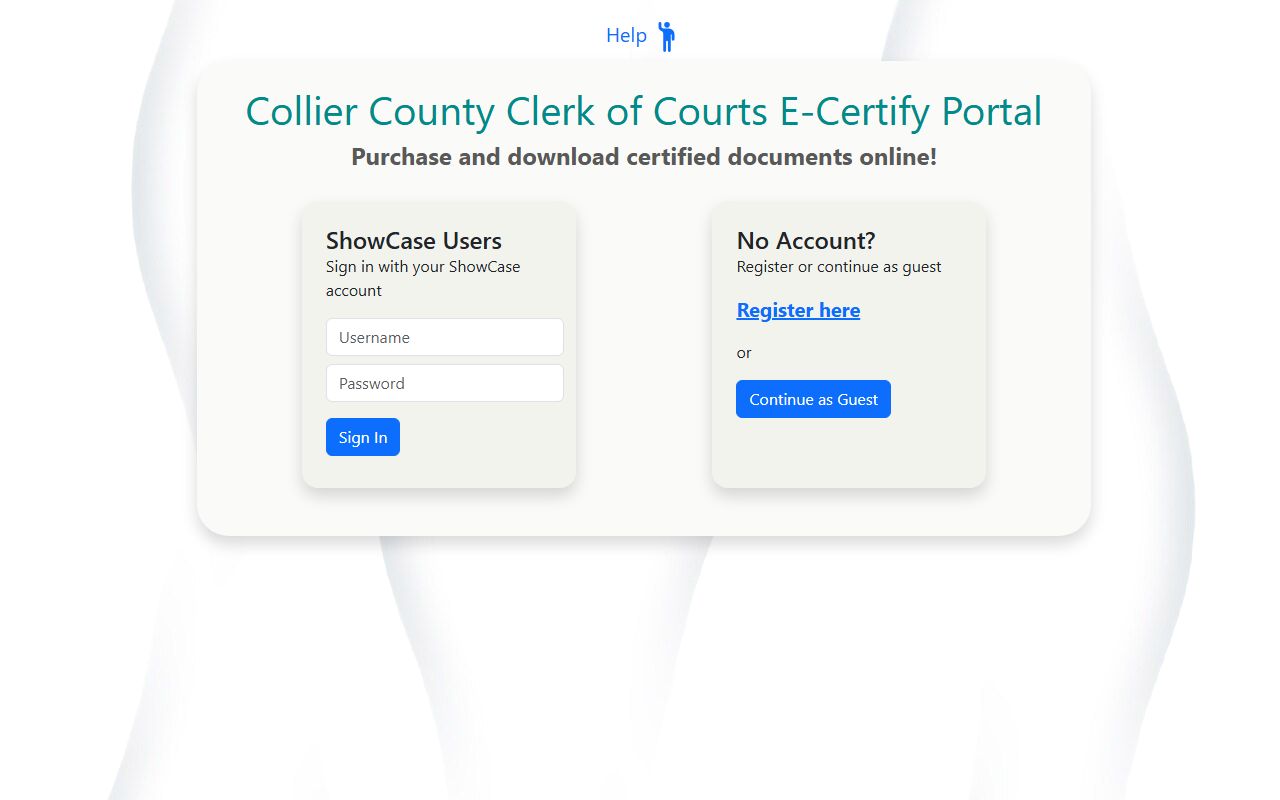 Collier County Clerk eCertify portal for certified court document requests