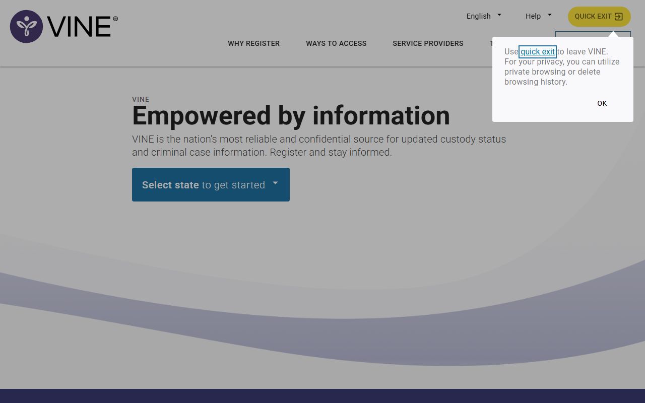 VINELink custody notification service for Collier County inmate release alerts